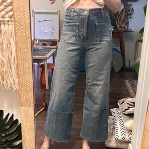 Zara Cropped high waist, wide leg, cropped denim.